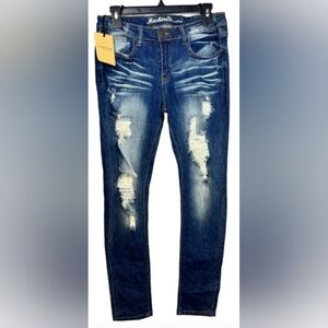 Machine Distressed Skinny Jeans Size 30/ 9